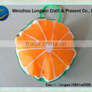 lemon shape polyester folding bag with drawstring