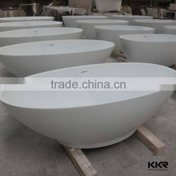 Egg shape big size bath tub , solid surface stone bathtub