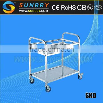 2015 China Square Stainless Steel Hotel Room Tea Service Cart And Cleaning Trolley