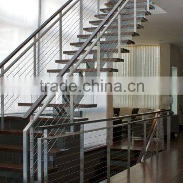 Stainless steel railings with braided aircraft cables and Milled walnut handrails                        
                                                                                Supplier's Choice