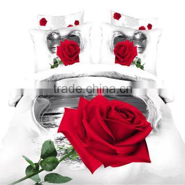 Cotton Material Wholesale Red Rose 3D Bedding Sets