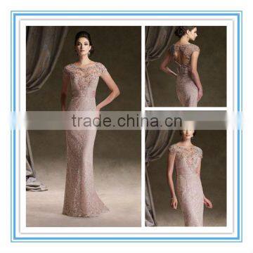 Venise Lace Intricate Hand-Beaded & Open Back Mother of the Bride Dress (MOMO-3016)