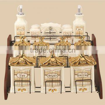 Set of 12 Ceramic Spice Jars / Condiment Pots / Spoons