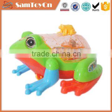 Pull line small plastic toy frog with light