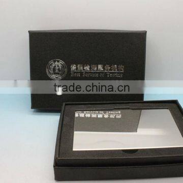 OEM stainless steel name card holder with black gift box