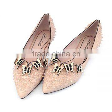 Discount pointed toe flat shoes ballerina shoes for ladies