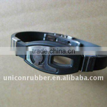 silicon rubber bracelet with metal