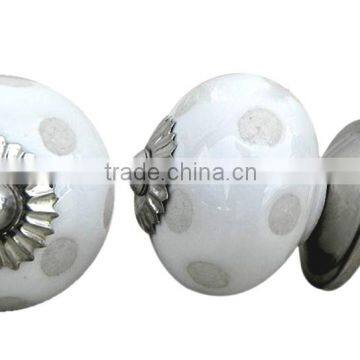 Dotted Etched Ceramic Knob with Metal Fittings - Ready to use - 38 mm Dia.