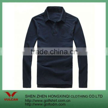 polyester/Cotton Deep bluek Long Sleeves Polo Shirt