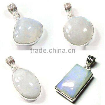 Gemstone sterling silver pendants rainbow moonstone pendants