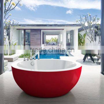 Round Shape Red Color Big Size Acrylic Bathtub