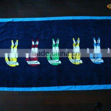 100% cotton velour fiber reactive print custom beach towel