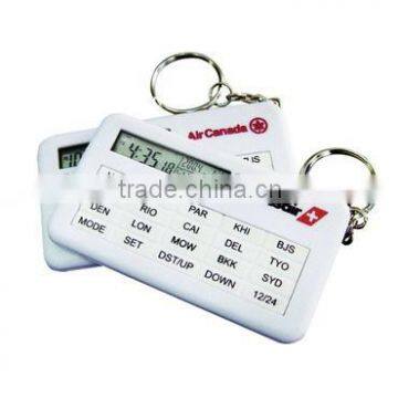 Key ring mini world time clock