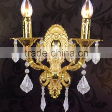 luxury crystal wall lamp with gold matel 2 arms CMF-006