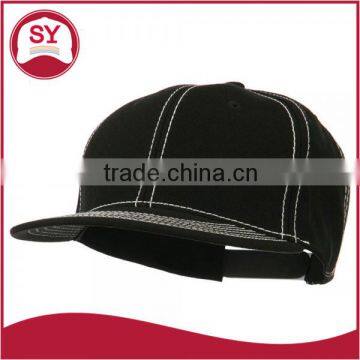 Snapback cap with contrasting color stitching across the front, rear, and bill.