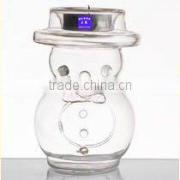 Cute Snowman glass cadle holder