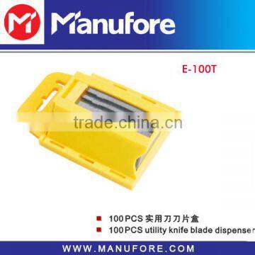 100pcs carbon steel utility knife T-blade,one handed blade dispenser