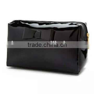 High Quality Black Mirror Leather Cosmetic Bag photo-2