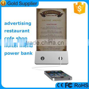 2016 New Products on Menu Advertisement Power Bank Coffee Shop 4 Usb Charger