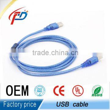 2.0 USB A/B cable Transparent blue print cable to 1m computer printing machine cable