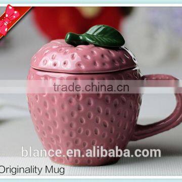 ceramic strawberry shape mug in strawberry design