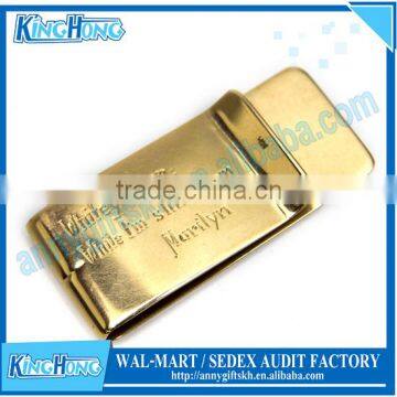 Top quality Gold Plating Brass money clip with engraved logo