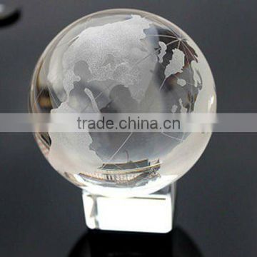 hot crystal globe with map metal base for desk decorations(R-0738