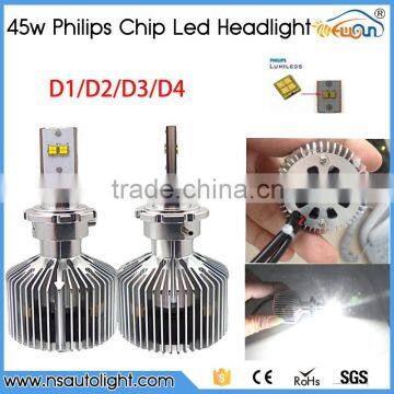 2015 latest model 45W P hilips car led headlight super bright 4500LM H4 H7 H8 H9 D1 D2 D3 D4 led headlight