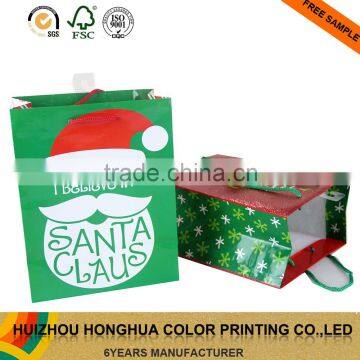 Wholesale handmade custom glitter christmas gift paper shopping bags