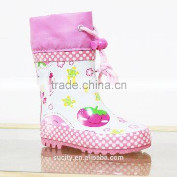 New Products 2015 Rainbow Kids Rubber Rain Boots With Collar photo-4