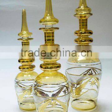Egyptian Blown Glass perfume Bottle Set of 3