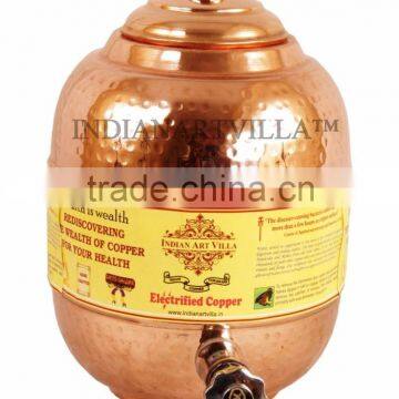 IndianArtVilla Pure Copper Water Storage Pot Tank with Tap 4000 ML - Storage Water Home Hotel Garden Kitchen Benefit Yoga