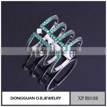 Costume Jewelry Supplies Fashion Black Gold Jewelry Green Stone Finger Ring photo-6
