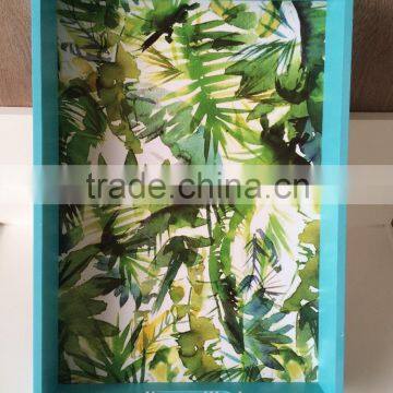 Colored Discount Handmade Green Plant Discorative Wooden Tray photo-3