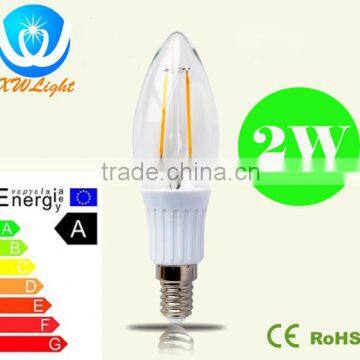 High quality New design 2W Filament Candle LED Lighting E14 330 degree