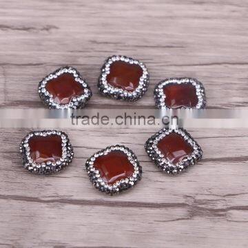 Clover Agate Gemstone Spacer Beads, Pave Crystal Druzy Agate Stones For Jewelry Making