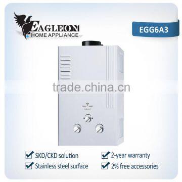 High Efficient 6L Stainless Steel Portable Instant Flue Type Gas Water Heater EGG6A3