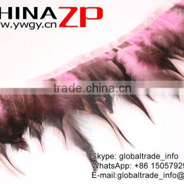 ZPDECOR Plumage Manufacturer Wholesale Cheap Cock Fringe Directly Dyed Light Pink Rooster Saddle Feathers Trims photo-2
