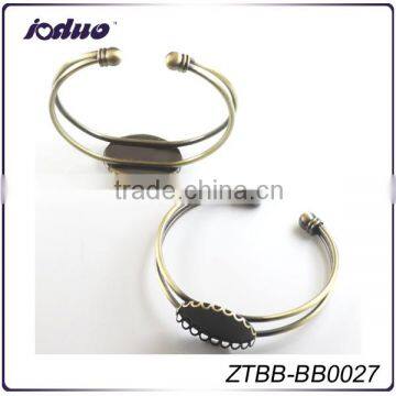 Adjustable Metal Cuff Brass Bracelet Blank Fit 18*25mm Oval Glass