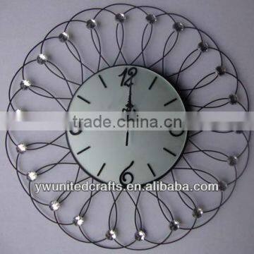 Cheap Fashion New design Mordern Home Decorative Artificial Diomond Metal Wall Clock wholesale