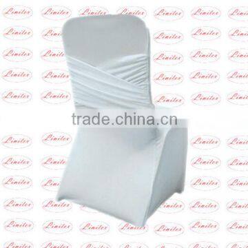 Polyester lycra spandex stretch black white corrugated crinkle cross back chair cover hotel banquet wedding