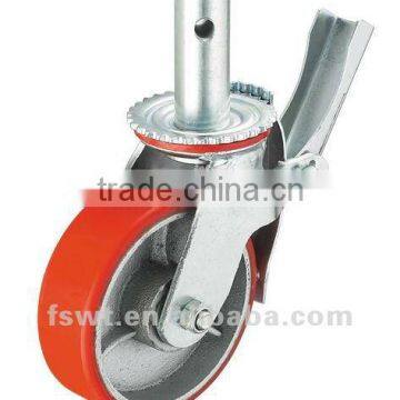 Heavy Duty Scaffolding Iron PU Caster Wheel With Brake