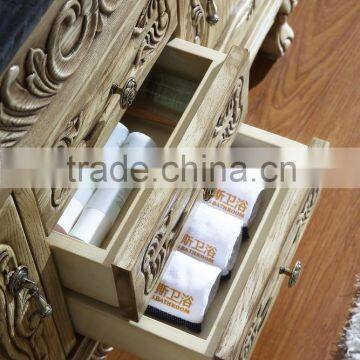Handmade Bathroom Vanity Set Furniture Beach Wooden Exquisite Carved American Cabinet WTS810 photo-3