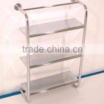 3 tier tube metal wall mounted shelf bathroom rack chrome