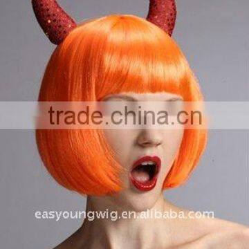 Cheap Synthetic Red Color Hair Fashion Orange Color Party Wig, Halloween Wig Wholesale photo-2