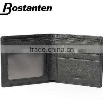 Black Simple Plain Cowhide Leather Men Pocket Hand Purse photo-6