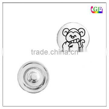 Fashionable snap button jewelry engravable monkey charms