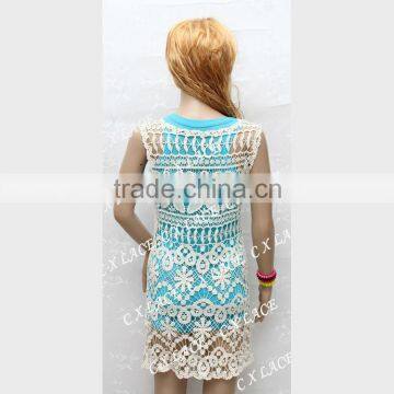 Fancy designs women crochet cotton vest,cotton crochet lace vest