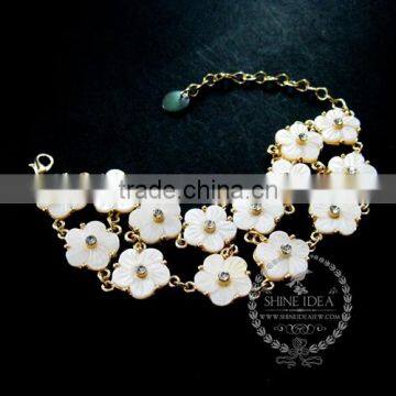 vintage white mother of pearl shell daisy flowers fashion women bracelet jewelry 6490035