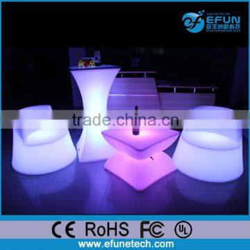 factory price battery rechargeable plastic color led table and chair set